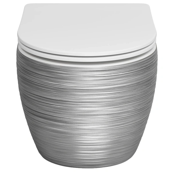 Унитаз подвесной Grossman GR-4411SWS безободковый, с сиденьем микролифт, белый/серебряный