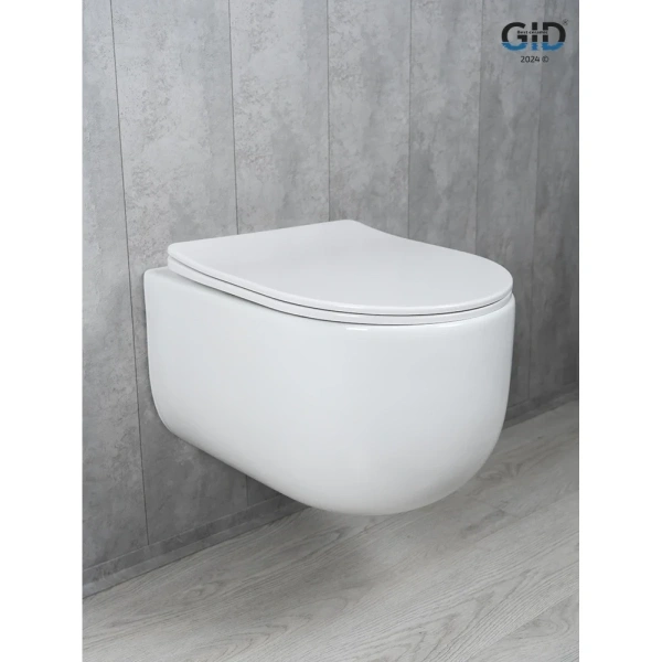 Унитаз подвесной GID Tr2133TF безободковый, торнадо, с сиденьем микролифт, белый