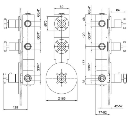 Внешняя часть встроенного термостата Fantini Riviera 37024402B хром