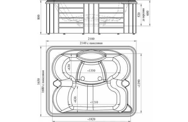 Гидромассажная ванна Радомир Мишель 205х155 1-30-0-0-4-051С серый