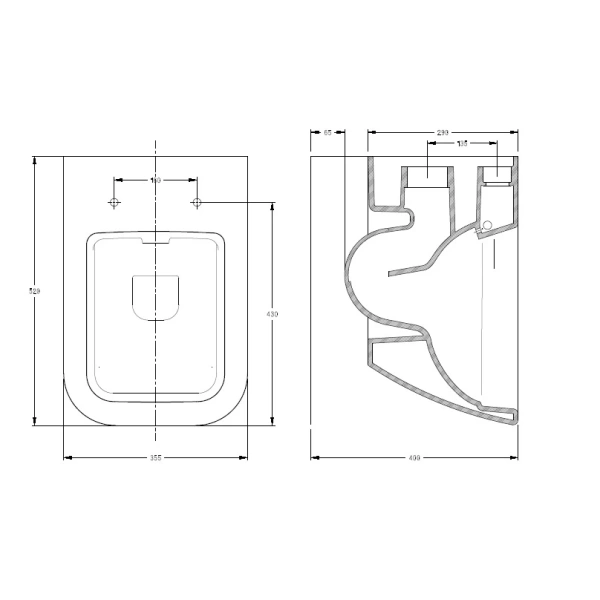 Унитаз подвесной Serel Rita RT26SLBM безободковый, с функцией биде, с сиденьем микролифт, белый
