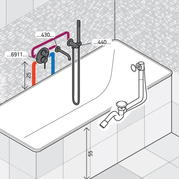 Смеситель для ванны Paini Cox 78PJSET26911BATH с душевым гарнитуром золото матовое