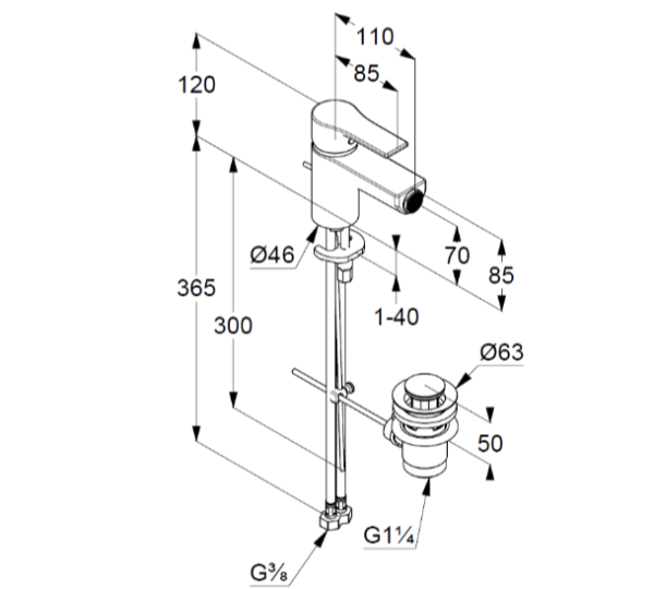 Смеситель для биде Kludi Zenta SL 485303965 черный матовый