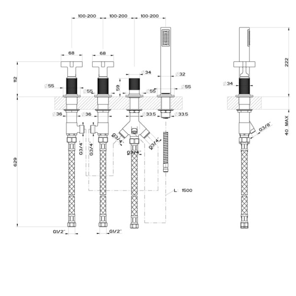 Смеситель для ванны Gessi Inciso 58143#149