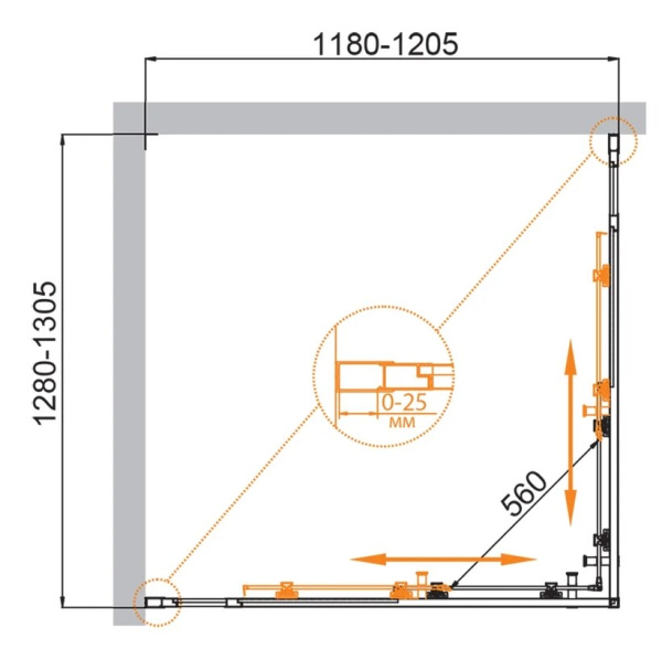 Душевой уголок Cezares Molveno 130x120 MOLVENO-AH-22-AH-22-130/120-C-Cr-IV