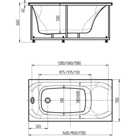 Акриловая ванна Aquatek Альфа ALF140-0000057 140x70 см, белый
