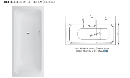 Стальная ванна Bette SELECT 180x80 3423-000