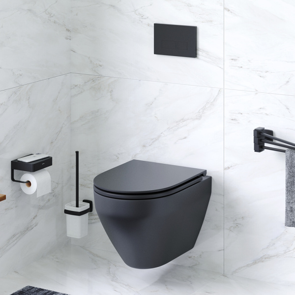 Подвесной унитаз AM.PM Spirit V2.0 C701700MBSC черный матовый с сиденьем микролифт