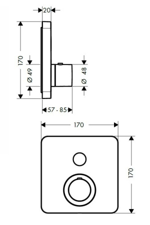 Внешняя часть термостата для душа Axor ShowerSelect 36705000