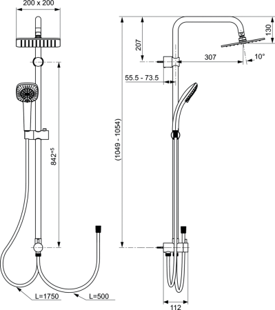 Душевая система Ideal Standard IIdealrain Cube A5862AA
