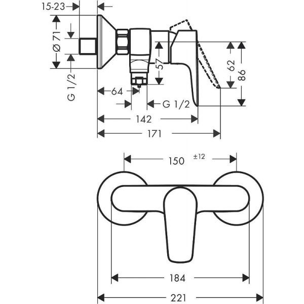 Смеситель для душа hansgrohe Talis E 71760700 матовый белый