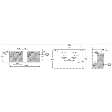 Раковина Jacob Delafon Odeon Rive Gauche EXAS112-Z-00