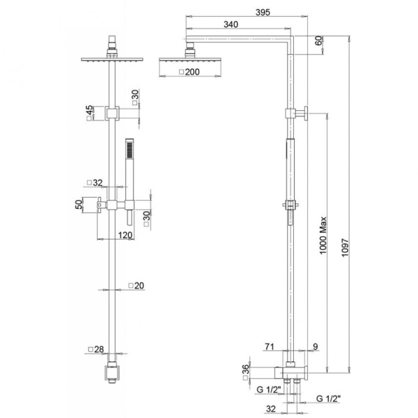 Душевая система Paini RSQ2 50CR191ARQ4P3