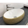 Раковина-чаша CeramaLux 433J 49x34 см, накладная, белый/золото