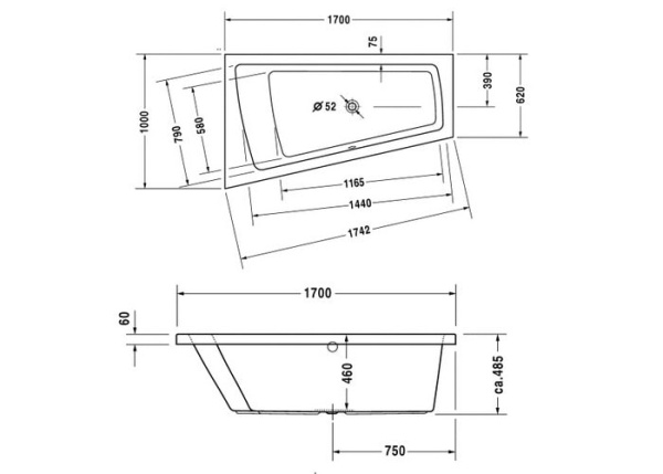 Акриловая ванна Duravit Paiova 170x100 700212000000000