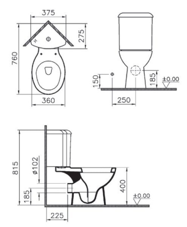 Унитаз Vitra Arkitekt 9754B003-7201 с сиденьем микролифт