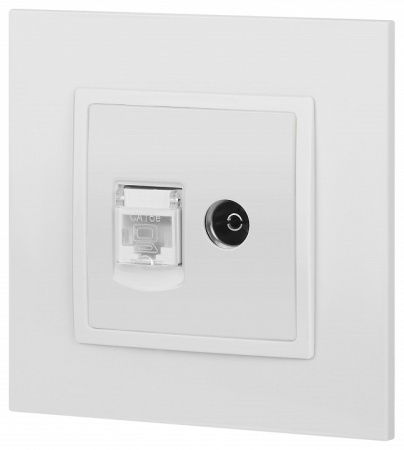 ТВ-розетка и розетка Ethernet RJ-45 без рамки Эра Эра Elegance 14-3110-01