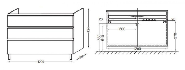 Тумба под раковину 120 см Jacob Delafon Vox EB2041-RA-N18 белый блестящий