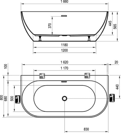 Акриловая ванна Ravak Freedom W 166х80 XC00100024 белая отдельностоящая