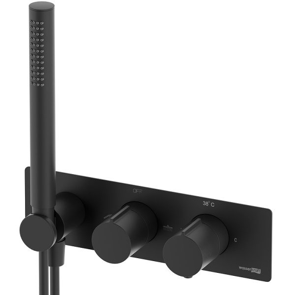 Душевой комплект WasserKRAFT Elbe A16160 Thermo с термостатом черный матовый