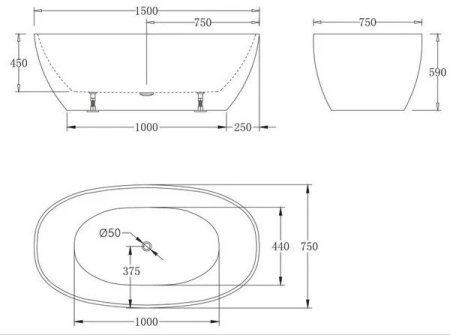 Акриловая ванна BelBagno 150х75 BB BB81-1500-W0 белый