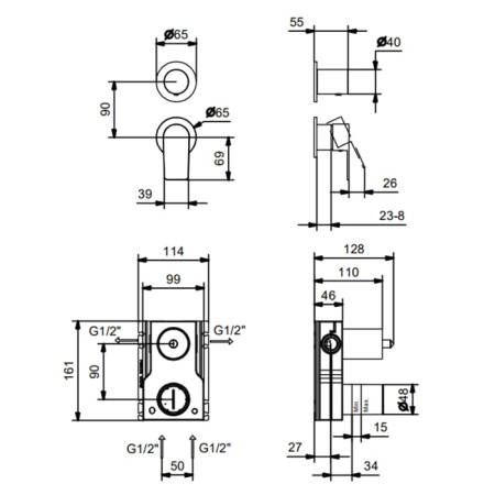 Смеситель для душа Fantini Myo 61 13 V681B черный
