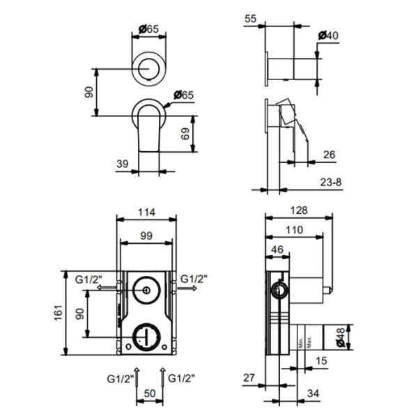 Смеситель для душа Fantini Myo 61 13 V681B черный