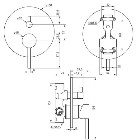 Смеситель для душа Damixa Scandinavian Pure 367100300