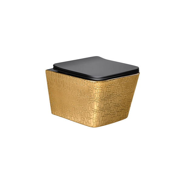 Унитаз подвесной Vincea Q-Line VT1-12G1B безободковый золото/черный ультратонкое soft-close сиденье