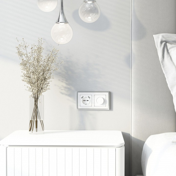 Накладка для розетки с заземлением и 2хUSB Werkel белый акрил W1179541