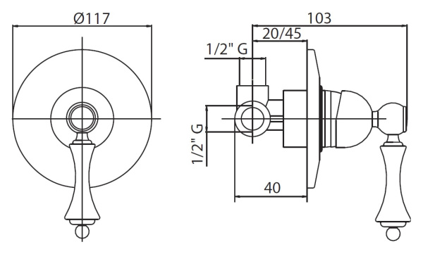 Смеситель для душа Cezares Margot MARGOT-DIM-01-Bi