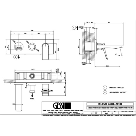 Смеситель для ванны Gessi Rilievo 59139#031