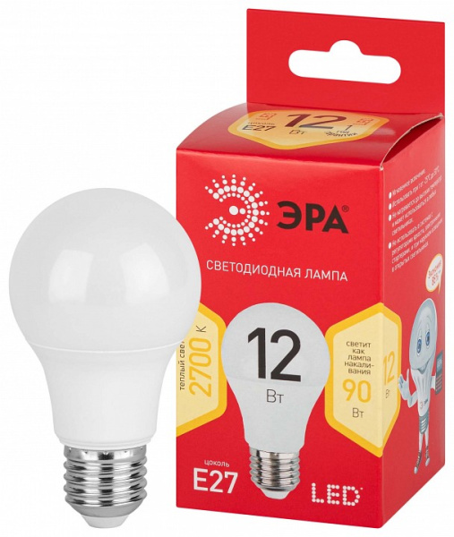 Лампа светодиодная Эра  E27 12Вт 2700K LED A60-12W-827-E27 R