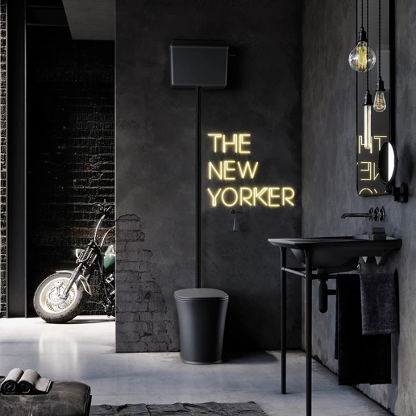 Унитаз напольный Kerasan The New Yorker 561831F с высоким бачком, черный матовый, фурнитура черный матовый