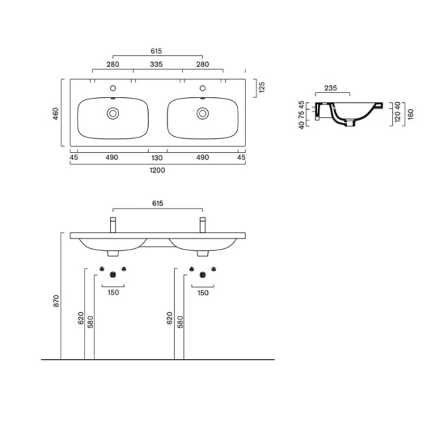 Раковина Catalano Alvea 120 0621220001 двойная