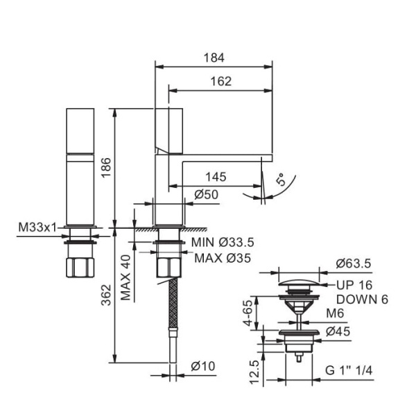 Смеситель для раковины Fantini Milano 31 93 3003F сталь
