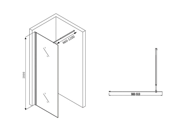 Душевая перегородка Abber Immer Offen AG61090B