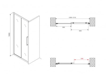 Душевая дверь Abber Schwarzer Diamant AG30130H
