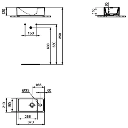 Раковина 37x21 см Ideal Standard Tempo E210901