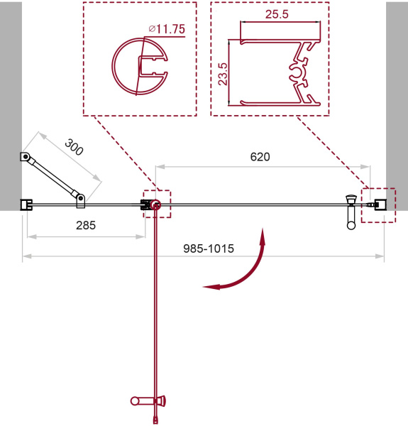 Душевая дверь в нишу BelBagno Uno UNO-B-12-30+70-C-Cr