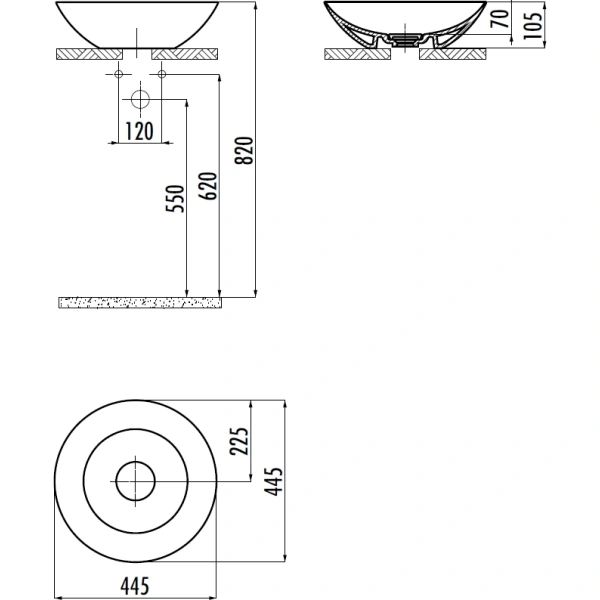 Раковина-чаша Creavit Foglia FG145-00CB00E-0000 44,5x44,5 см, накладная, белый