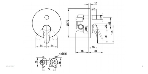 Смеситель для ванны с переключателем Villeroy&Boch O.novo Start TVS10535311061