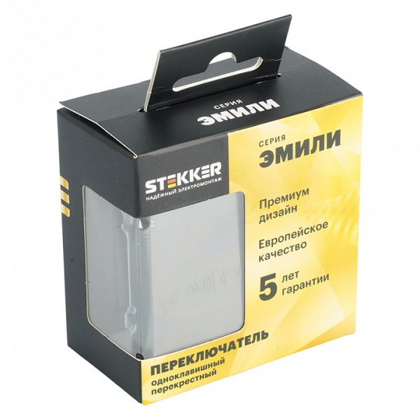 Переключатель перекрестный одноклавишный без рамки Stekker Эмили 49923