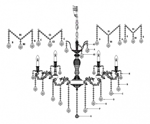 Подвесная люстра Lucia Tucci Barletta BARLETTA 122.12.6 coffe gold