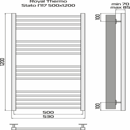 Полотенцесушитель Royal Thermo Stato П17 500х1200 стальной