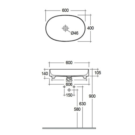 Раковина Kludi Resa O 60 58CW2043