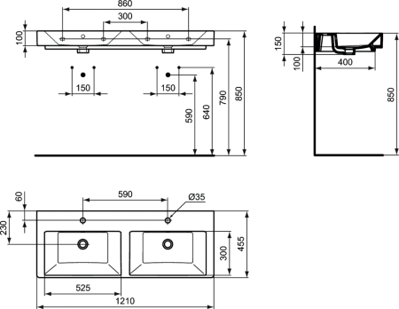 Раковина Ideal Standard Strada K079101 двойная
