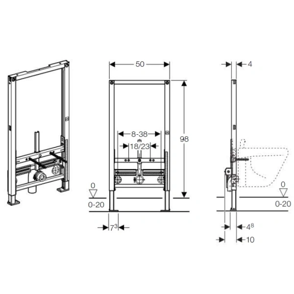 Инсталляция для биде Geberit Duofix 111.539.00.1