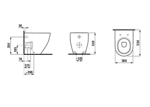 Приставной унитаз Laufen Pro 8.2295.2.000.000.1