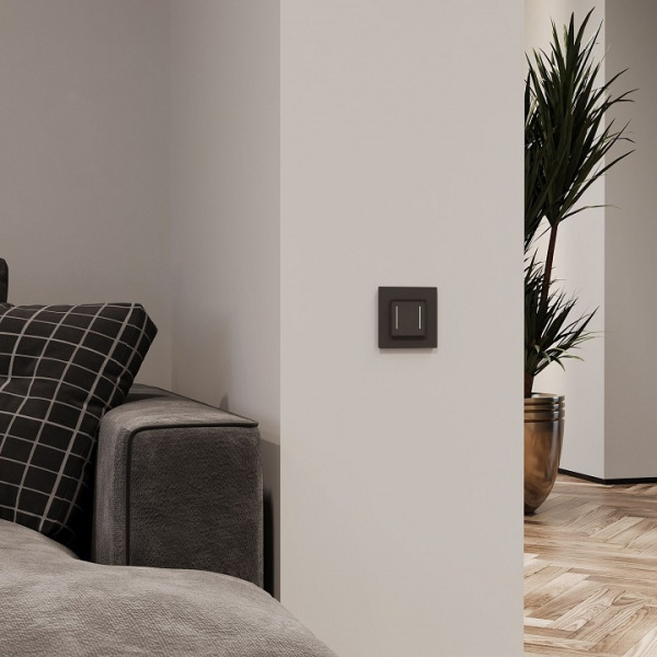 Выключатель сенсорый двухклавишный с подсветкой и функцией Wi-Fi без рамки Werkel черный W4523008